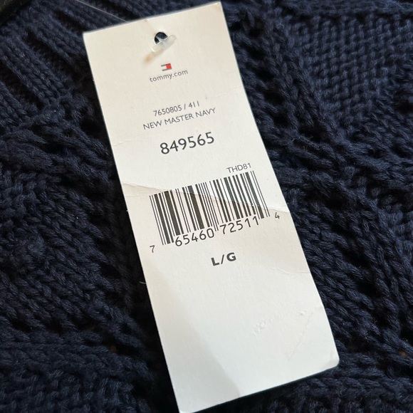 NWT Tommy Hilfiger Classic Navy Open Knit Sweater - Size L - Picture 9 of 9